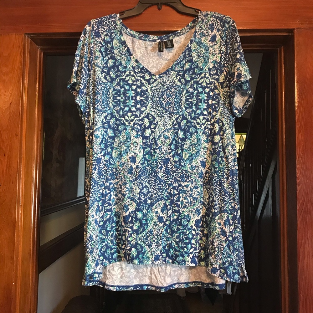 Cynthia Rowley Multi Blue, Green and White Top